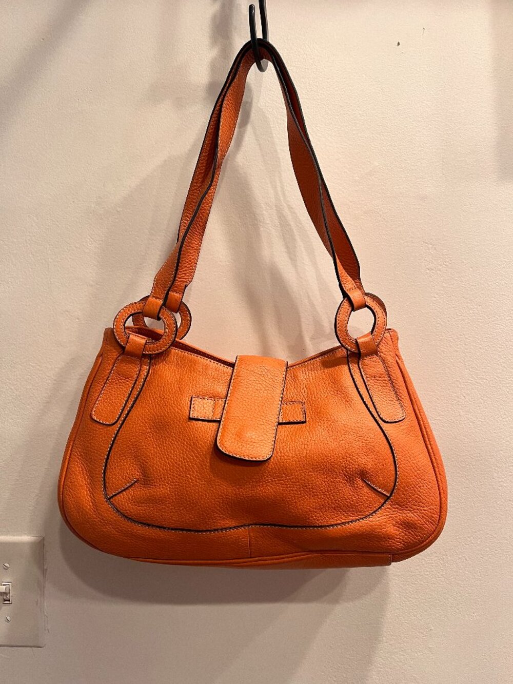 Lucio Torresi Orange Leather Shoulder Bag c2000s